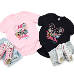 happy birthday with mickey and minnie kid shirt, cute disney family birthday crew tee, exciting disney birthday adventur