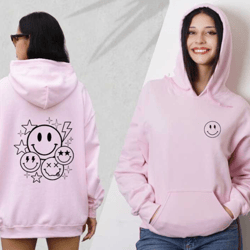 smiley faces hoodie, retro smiley face sweat, cute smiling faces sweatshirt, womens aesthetic hoodie, positivity hoodie,