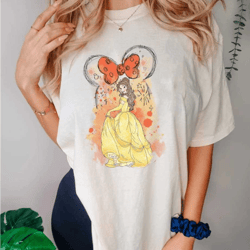 vintage disney princess shirt, belle princess comfort colors shirt, princess watercolor comfort colors shirt, minnie com