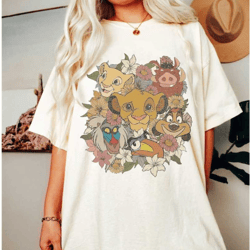 disney lion king shirt, disney comfort colors shirt, floral lion king shirt, floral disney shirt, timon and pumbaa, anim