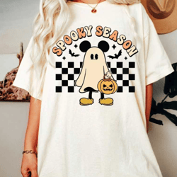 ghost halloween shirt, comfort colors shirt, mickey ghost shirt, spooky season shirt, trick or treat shirt, mickey's not