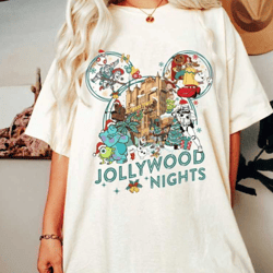vintage disney hollywood studios jollywood nights shirt, comfort colors shirt, hollywood studios shirt, mickey ears chri