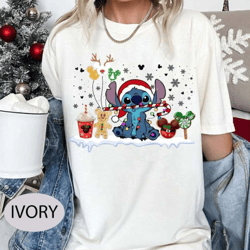 stitch christmas comfort colors shirt, stitch xmas shirt, santa stitched shirt, stitch shirt, santa stitch shirt, christ