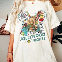 vintage disney hollywood studios jollywood nights shirt, comfort colors shirt, hollywood studios shirt, mickey ears chri