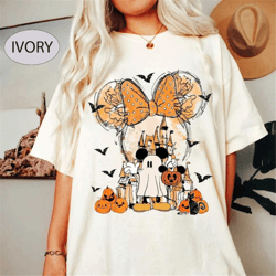 mickey ghost shirt, comfort colors shirt, watercolor castle shirt, halloween castle shirt, minnie ears halloween shirt,