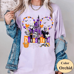 comfort colors disneyland halloween shirt, disney castle halloween shirt, mickey and friends halloween shirt, family hal