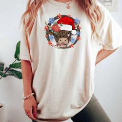 cow christmas shirt, christmas cow t-shirt, highland cow farm christmas tshirt, merry christmas heifers tee, farmer cow