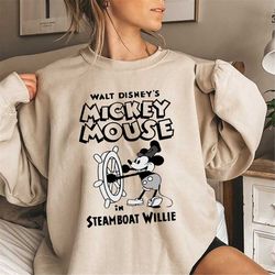vintge mickey sweatshirt, mickey mouse in steamboat willie, walt disney sweatshirt, mickey mouse sweatshirt, disney swea