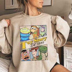 toy story sweatshirt, vintage disney shirts, retro toy story shirt, disney characters sweatshirt, disney pixar shirt, to