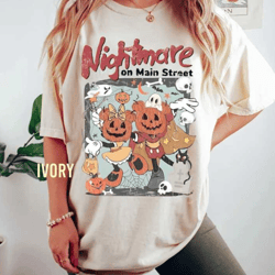 comfort colors vintage disney halloween pumpkin shirt, nightmare on mainstreet shirt, mickey minnie halloween shirt,disn