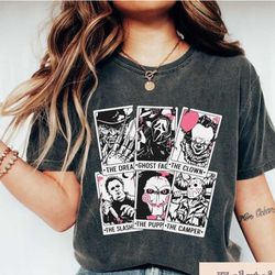 horror characters tarot card shirt, halloween shirt, vintage 90s halloween movies, halloween sweatshirt, horror movies c