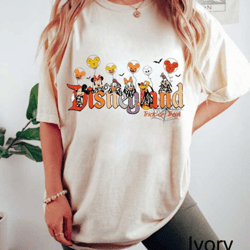 comfort color vintage disneyland halloween shirt, mickey and friends halloween shirt, mickey trick or treat shirt, disne