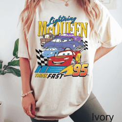 comfort retro lightning mcqueen tee, disney cars shirt, cars land shirt, cars birthday shirt, disney family vacation shi