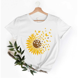 sunflower butterfly shirt, sunflower tee, butterfly shirt, flower shirt, sunflower tshirt, floral shirt, floral tee, gif