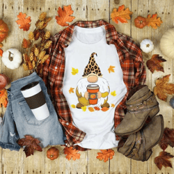 thanksgiving gnomes shirt, gnome shirt, cute gnome shirt, coffee lover shirt, leopard shirt, happy thanksgiving shirt, t