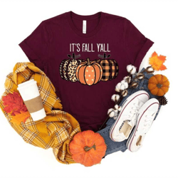 it's fall y'all shirt, pumpkin shirt, thanksgiving pumpkin shirt, leopard pumpkin shirt, happy thanksgiving shirt, thank