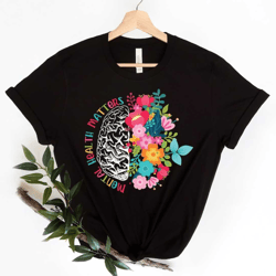 mental health matters, mental health shirt, plant lovers gift, gardening gift, flower t-shirt, floral brain, mental heal