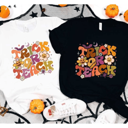 trick or teach shirt, halloween crewneck teacher, spooky teacher tshirt, teacher fall sweater, trick or teach halloween