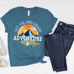 let the 2nd grade adventure begin shirt, hello second grade shirt, back to school shirt, second grade teacher shirt, fir