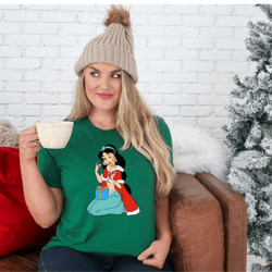 jasmine christmas t shirt, jasmine princess shirt, christmas disney princess shirt, disneyland shirt, disney worlds shir