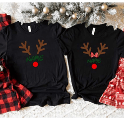 christmas boy and girl reindeer shirt, christmas reindeer name shirt, christmas shirt, christmas gift tee, kids christma