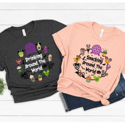 disney halloween drinking and snacking around the world t-shirt, disney family halloween shirt , trick or treat minnie m
