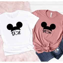 disney mom and dad shirts, new mom gift, matching t-shirts, family disneyworld shirt, mom and dad disney vacation shirt,