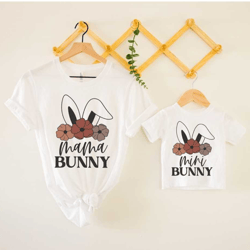 mama bunny shirt, mini bunny shirt, mom easter t-shirt, bunny themed birthday party, bunny mommy shirt, easter tee, east