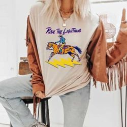 howdy cowboy tee, cowboy tee, lightening bolt tee, boho tee, vintage inspired cotton t-shirt, unisex tee, comfort colors