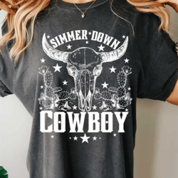 simmer down cowboy western graphic tee comfort colors tshirt country concert tshirt space cowgirl oversized graphic tee