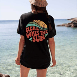 retro here comes the sun t-shirt boho summer tshirt hawaii shirt vintage summer t-shirt, boho summer shirt, sun t-shirt,