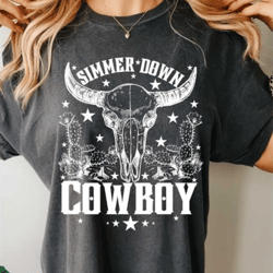 simmer down cowboy tee, cowboy graphic tee, vintage inspired graphic tee, unisex tee, comfort colors graphic tee, retro