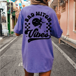 comfort colors, bad witch vibes tee, spooky season tshirts, halloween t-shirt, ghost halloween shirt, fall shirt, retro