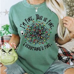 comfort colors everything is fine christmas t-shirt, funny christmas tee, retro christmas shirt, tangled christmas light