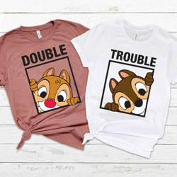 chip and dale shirt, double trouble shirt, disney couple shirts, disney family shirts, disney vacation shirt, brother sh