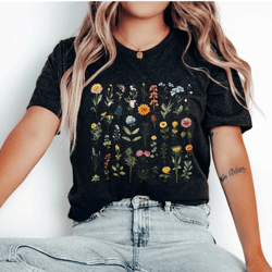 wildflowers shirt, womens boho shirt, wild flower shirts, floral shirt, botanical shirt, cottagecore shirt, flower tshir