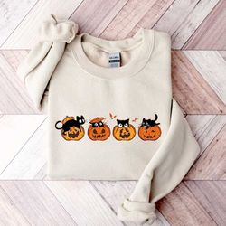 halloween sweatshirt, cat pumpkin sweatshirt, fall sweatshirt, fall shirt, halloween shirt, cat lover shirt, pumpkin shi