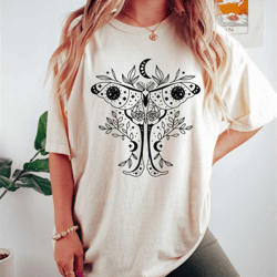 moth shirt ,celestial shirt, celestial moth shirt, cottagecore tees, womens moth tees, magical shirt, moon shirt, lunar