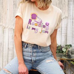 reading is my jam, cute reading shirt, cute bookish shirt, book tshirts, book tees, bookworm gift, book lover shirt, rea