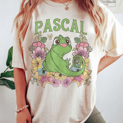 tangled pascal comfort colors shirt, disney floral tangled rapunzel family shirt, disney floral shirt, magic kingdom shi
