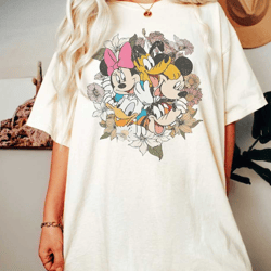 floral mickey & friends shirt, retro mickey and friends shirt, disneyland shirt, disneyworld shirt, disney family trip s