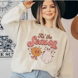 tis the season retro pullover sweatshirt / halloween / pumpkin / ghost /