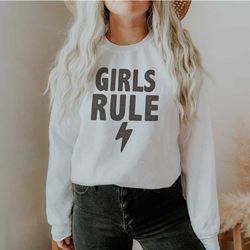 girls rule lightning bolt pullover sweatshirt / mothers day gift / birthday gift idea
