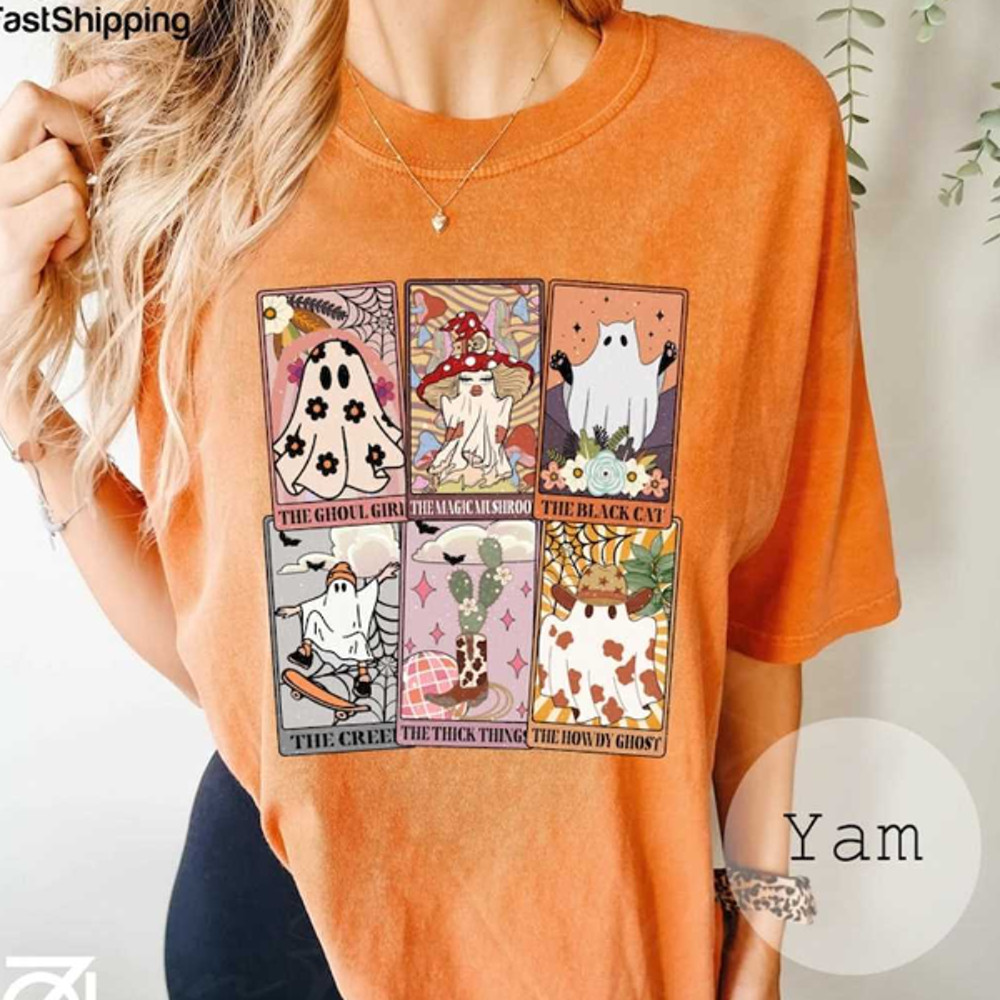 MR148202394456retrohalloweenghosttarotcardscomfortcolorsshirttheyamjpg