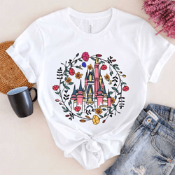 magic kingdom castle shirt, princess castle t-shirt, magic kingdom floral spring shirt, magical vacation tee, matching f