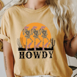 howdy cowboy t shirt, skeleton cowboy t shirt, dancing skeleton tee, boho tee, vintage inspired cotton t-shirt, unisex t