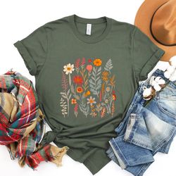 Flower Shirt,Aesthetic Watercolor Wild Flower Shirt,Botanical Floral,Minimalist Women Shirt,Botanical Shirt,Nature Lover