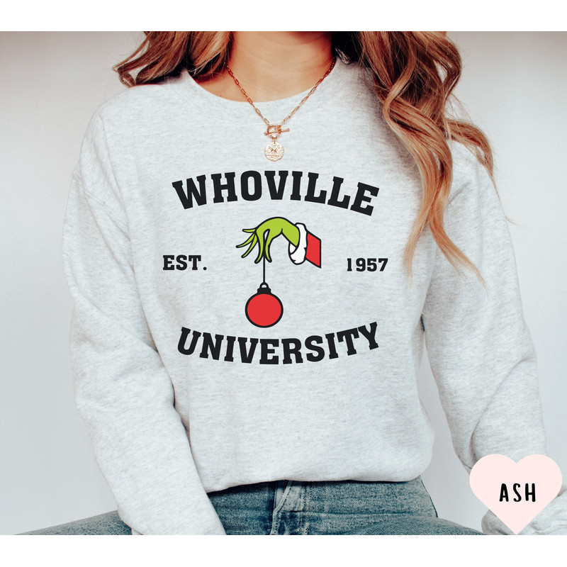Christmas Whoville University Est 1957 Sweatshirt, Personalized Christmas Gift, Holiday Party Shirt, Christmas Family Gift, Christmas Shirt.jpg