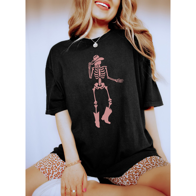 Comfort Colors Cowboy Tee, Skeleton Cowboy Tee, Dancing Skeleton Tee, Boho Tees, Vintage Inspired Cotton T-shirt, Unisex Tshirt, Howdy Shirt.jpg