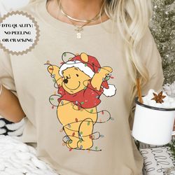 distressed vintage pooh christmas light sweatshirt, the most wonderful time of the year, winnie the pooh, holiday movie